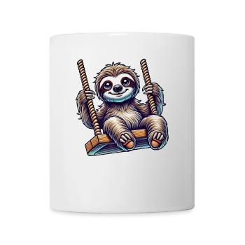 mignon paresseux balançoire dessin animé aire de jeux animal - Mug blanc - blanc - Devant