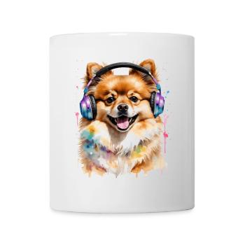 Pomeranian Pomeranian Headphones Dog Print - Mug - white - Front