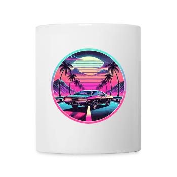 Retro Sunset Muscle Car Fahren - Tasse - Weiß - Vorne