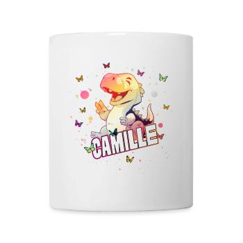 CAMILLE - Beau prénom FILLE avec un mignon DINO - Mug blanc - blanc - Devant