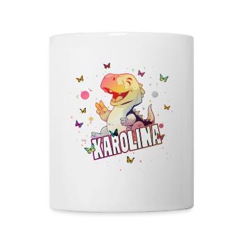 KAROLINA - Schöner MÄDCHEN Name mit süßem DINO - Tasse - Weiß - Vorne