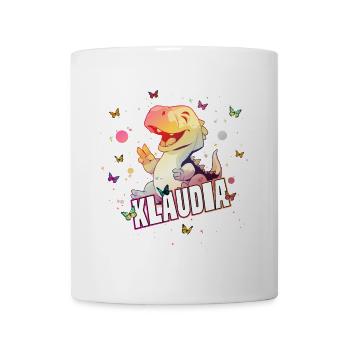 KLAUDIA - Beautiful GIRL name with cute DINO - Mug - white - Front