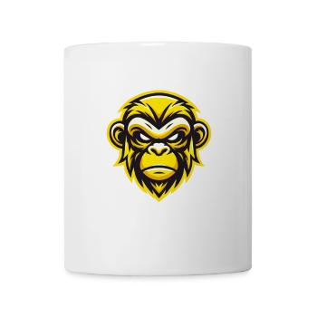 Yellow Fierce Monkey Face Design - Mug - white - Front