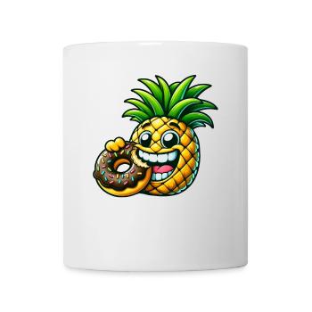 Drôle Ananas Donut Dessin Animé Fruité Sucré Desig - Mug blanc - blanc - Devant