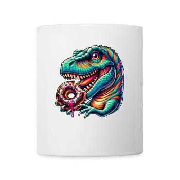 Süßer Dino T-Rex Donut Regenbogen Süßigkeit bunt - Tasse - Weiß - Vorne