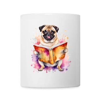 Carlin lecture livre chien coloré drôle animal design imprimer - Mug blanc - blanc - Devant