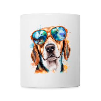 Beagle Sunglasses Dog Funny Animal Design Print - Mug - white - Front