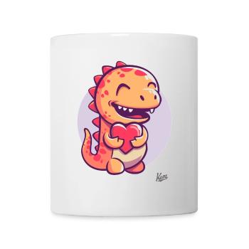 Cute little dinosaur dragon with a heart for love - Mug - white - Front