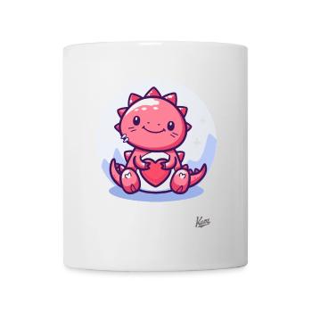Cute Lucky Dino Dragon with Heart for Love - Mug - white - Front