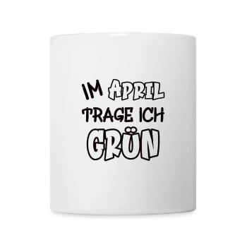 In April I wear green saying color green - Mug - white - Front