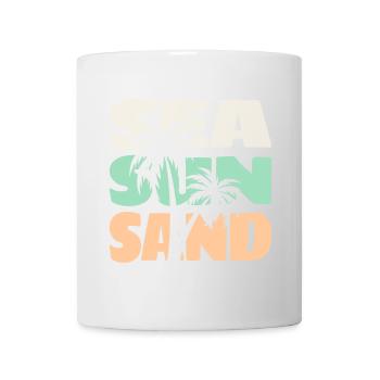 Mer Soleil Sable Plage Palmiers Ambiance d’été T-shirt - Mug blanc - blanc - Devant