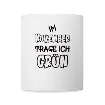 In November I wear green saying color green - Mug - white - Front