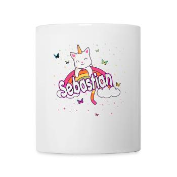 SEBASTIAN - Beautiful BOY name with sweet CATICORN - Mug - white - Front