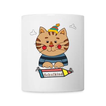 Chat écolier - Mug blanc - blanc - Devant