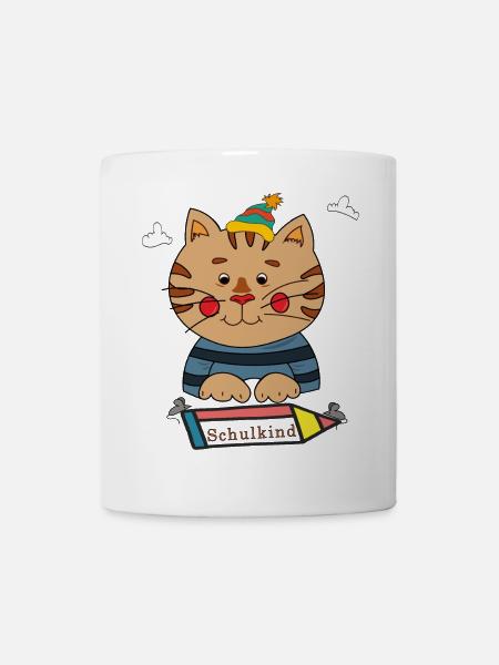 Schulkind Katze - Tasse - Weiß