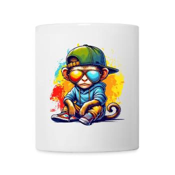 Cool Hip Hop Monkey with Sunglasses Graffiti Style - Mug - white - Front