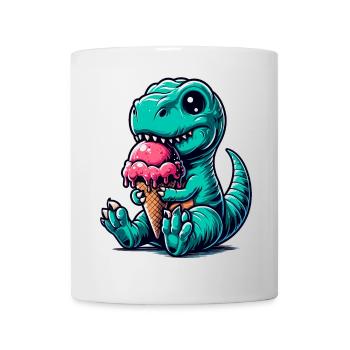 Cute T-Rex with Ice Dinosaur Gift - Mug - white - Front