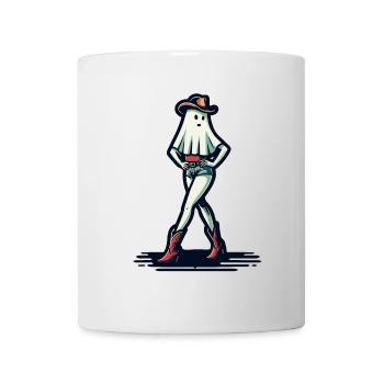 Drôle Halloween Fille Fantôme Bottes Chapeau De Cowboy - Mug blanc - blanc - Devant