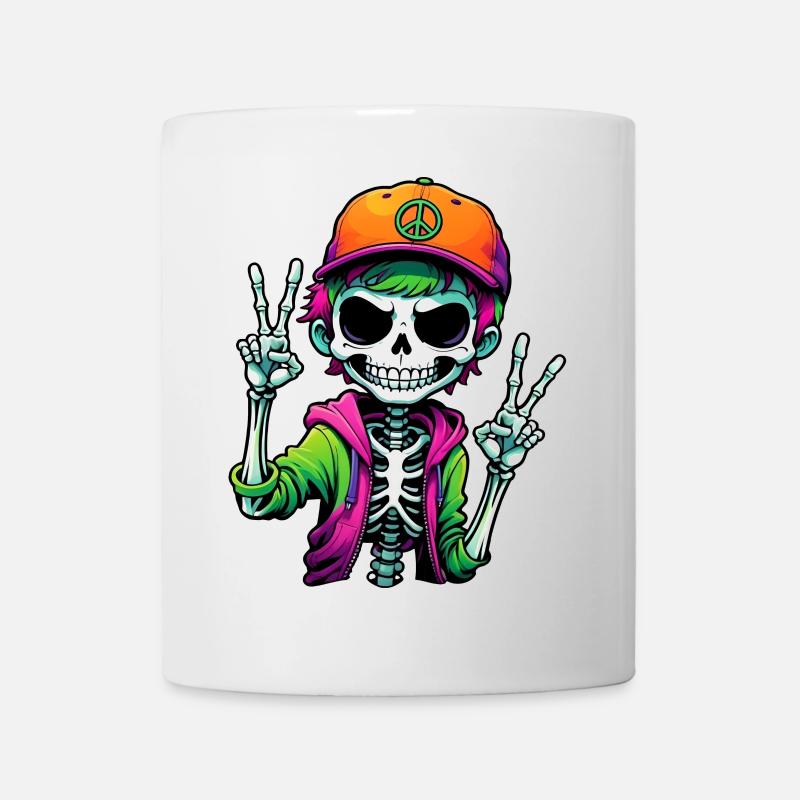 Mignon dessin animé squelette garçon - Mug blanc - blanc