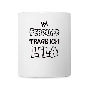 In February I'm wearing purple saying color purple - Mug - white - Front