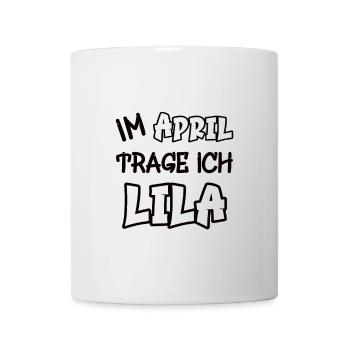 In April I'm wearing purple saying color purple - Mug - white - Front
