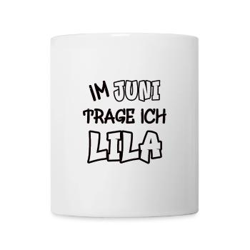 In June I'm wearing purple saying color purple - Mug - white - Front