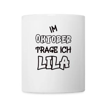 In October I'm wearing purple saying color purple - Mug - white - Front