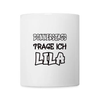 Donnerstags trage ich lila Spruch Farbe lila - Tasse - Weiß - Vorne