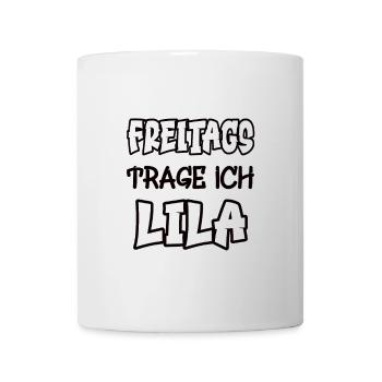 Freitags trage ich lila Spruch Farbe lila - Tasse - Weiß - Vorne