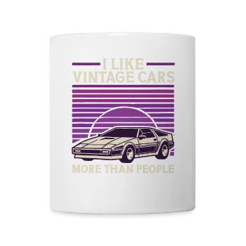 J’aime les voitures anciennes plus que les gens Drôle Vintage - Mug blanc - blanc - Devant