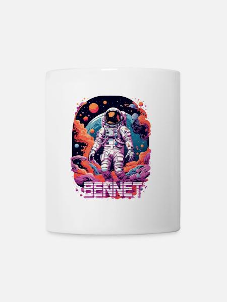 BENNET - Schöner Jungen Name mit coolem Astronaut - Tasse - Weiß