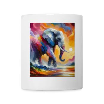 Lebendiger Elefant Splash Bunte Sonnenaufgangsfantasie - Tasse - Weiß - Vorne