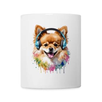 Pomeranian Pomeranian Headphones Dog Print - Mug - white - Front