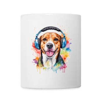 Beagle Headphones Dog Funny Animal Design Print - Mug - white - Front