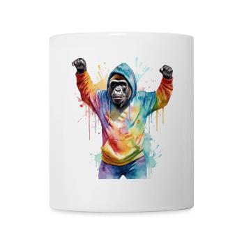 Gorilla Hoodie Affe Bunt Tier Design Print - Tasse - Weiß - Vorne