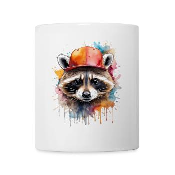 Raccoon Snapback Cap Colorful Animal Design Print - Mug - white - Front