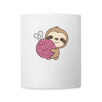 ich geh dann mal stricken süßes Faultier mit Wolle - Tasse - Weiß - Vorne