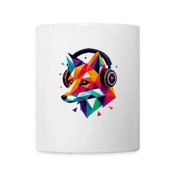 Geometric polygon DJ Fox Headphones Colorful Art - Mug - white - Front