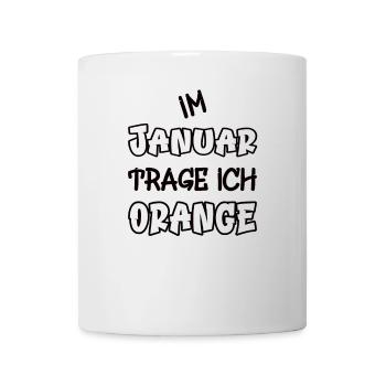 En janvier, je porte de l’orange en disant couleur orange - Mug blanc - blanc - Devant