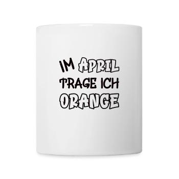 En avril, je porte de l’orange en disant couleur orange - Mug blanc - blanc - Devant