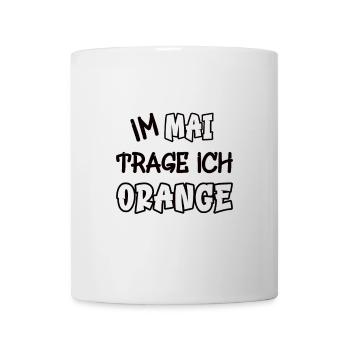 En mai, je porte de l’orange en disant couleur orange - Mug blanc - blanc - Devant