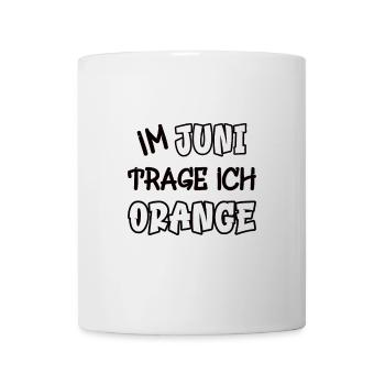 En juin, je porte de l’orange en disant couleur orange - Mug blanc - blanc - Devant