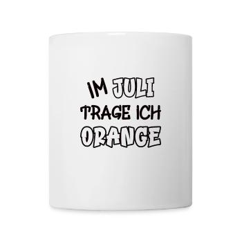 En juillet, je porte de l’orange en disant couleur orange - Mug blanc - blanc - Devant