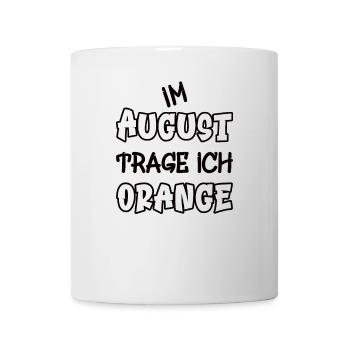 En août, je porte de l’orange en disant couleur orange - Mug blanc - blanc - Devant