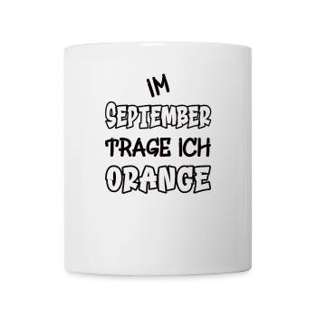 En septembre, je porte de l’orange en disant couleur orange - Mug blanc - blanc - Devant