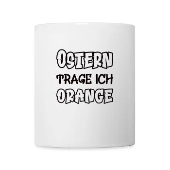 Pâques, je porte de l’orange en disant couleur orange - Mug blanc - blanc - Devant