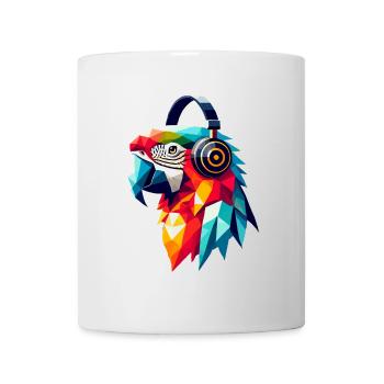 Polygone Perroquet avec casque Coloré Musique Amour - Mug blanc - blanc - Devant