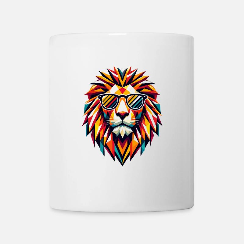 Géométrique Cool Polygon Lion Lunettes de soleil Art graphique - Mug blanc - blanc