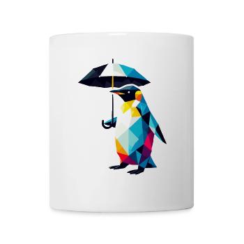 Colorful Geometric Penguin Umbrella Polygon Art - Mug - white - Front