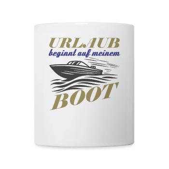 Boot Motorboot lustiger Spruch Urlaub - Tasse - Weiß - Vorne